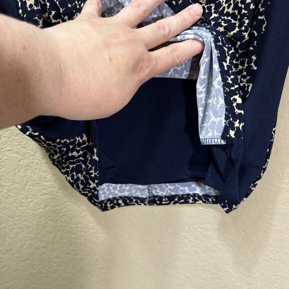 NEW Lauren Ralph Lauren Navy Tan Leopard Sheath Dress Womens 4 LRL Stretch Lined - Picture 9 of 12